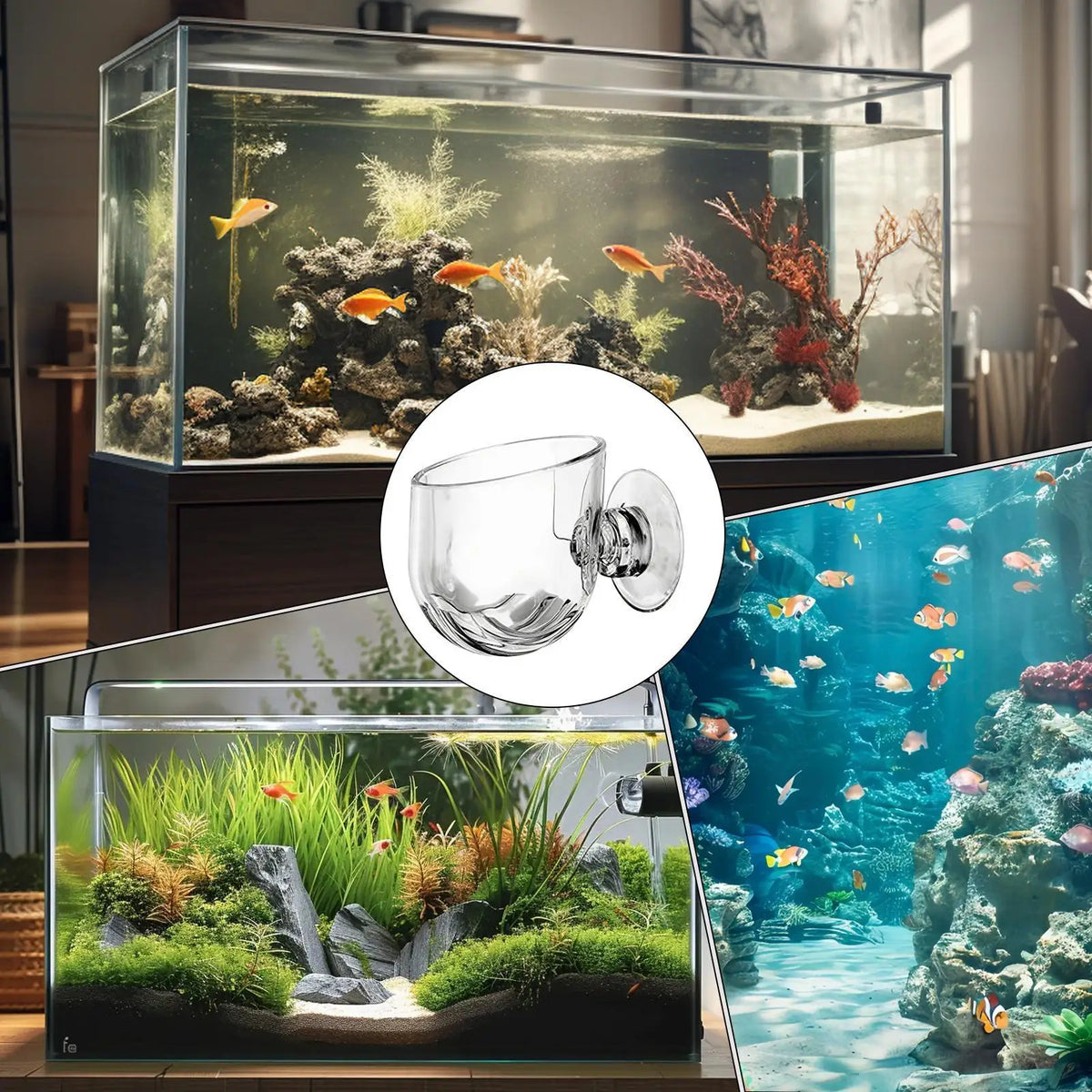 Aquatic Plant Pot with Suction Cup – Fish Tank Decoration Aquarium Plant Holder Nixie
