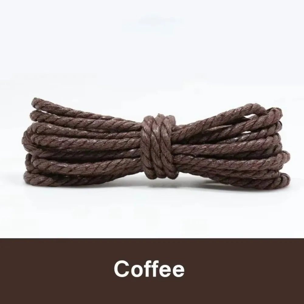 Waxed Leather Round Shoelaces – Waterproof Boot Laces, 7 Colors Waxed Shoelaces Nixie Coffee 120cm