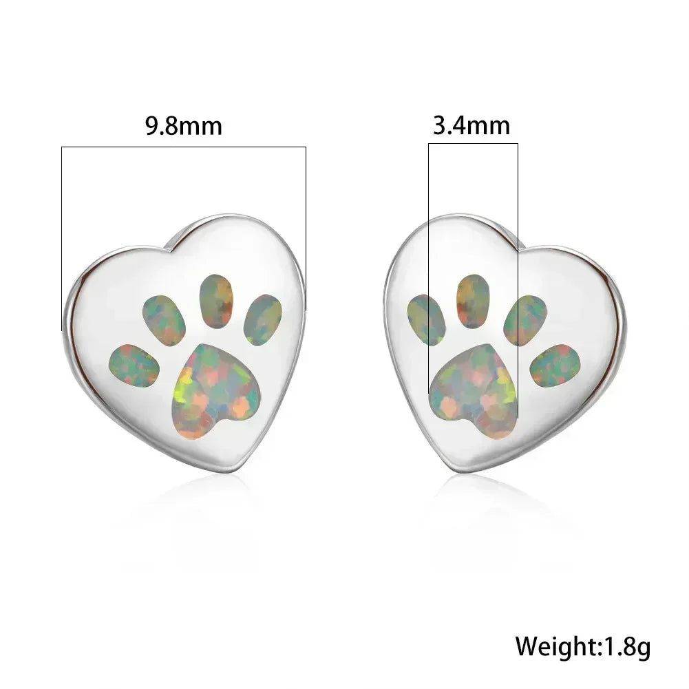 White Simulated Opal Heart Drop Earrings | Zinc Alloy Fashion Drop Earrings Nixie