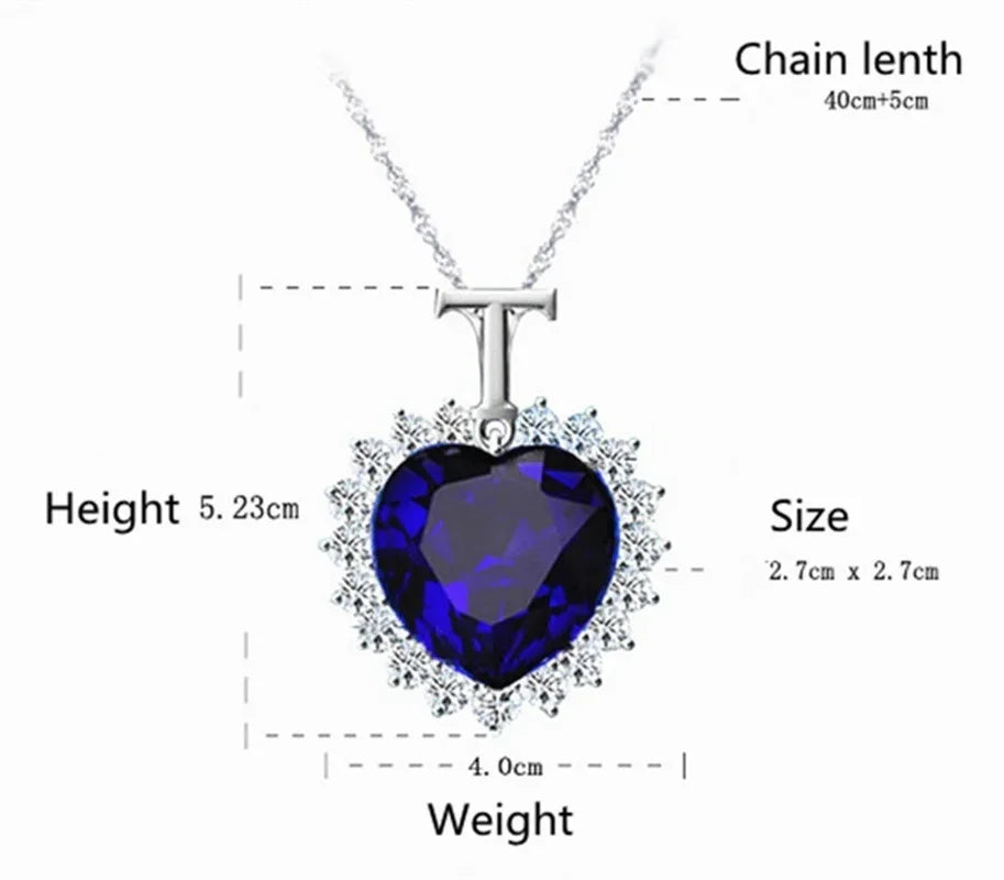 Heart of the Ocean Blue Crystal Pendant Necklace | Titanic Pendant Necklace Nixie