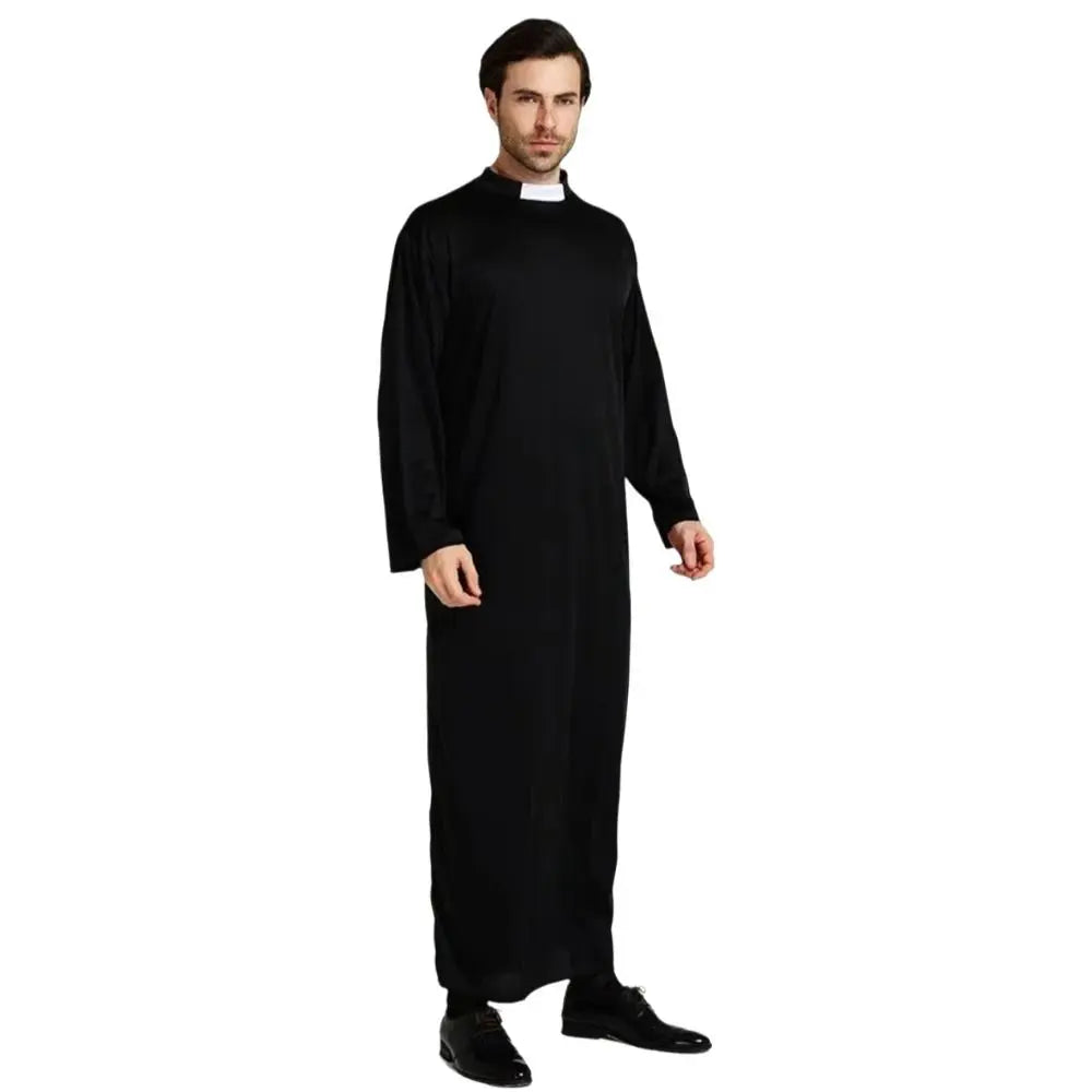 Adult Priest & Nun Cosplay Costume – Unisex Black Robe Set Cosplay Costume Set Nixie