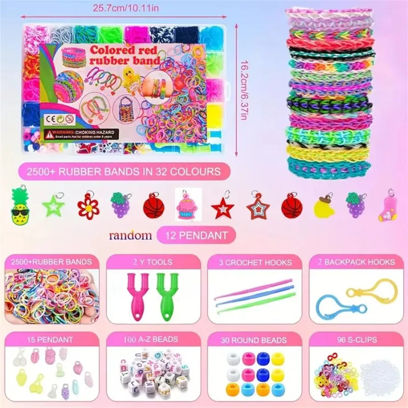 2900+ Pcs 32-Colour Rubber Band Bracelet Loom Kit – DIY Craft Set Loom Band Craft Kit Nixie