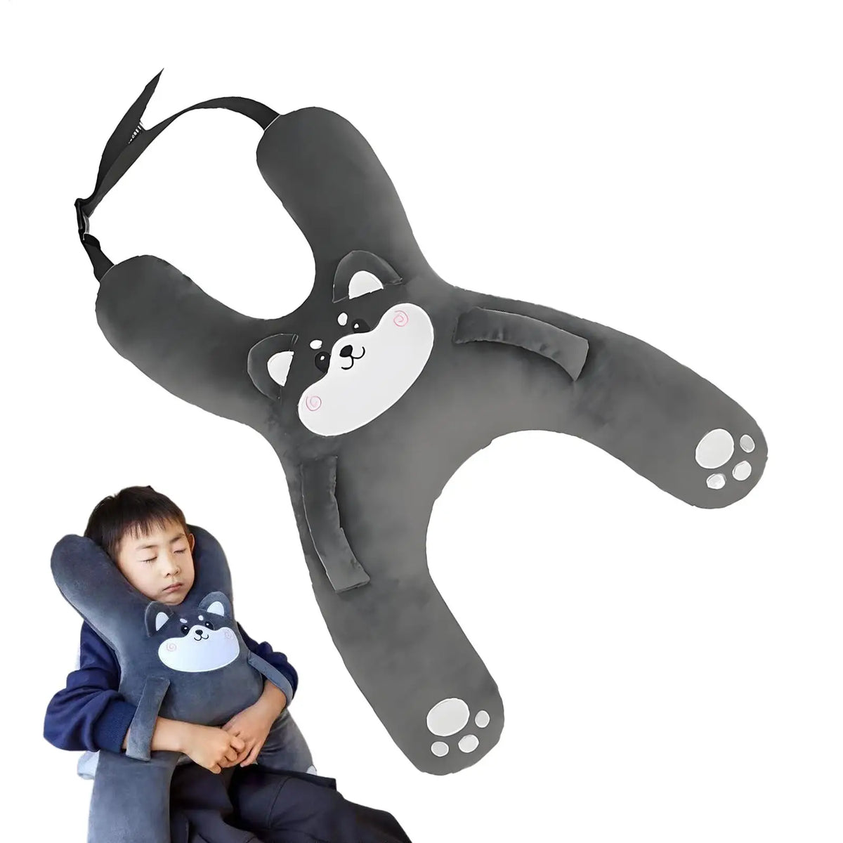 Kids H-Shaped Plush Travel Neck Pillow – Car & Airplane
