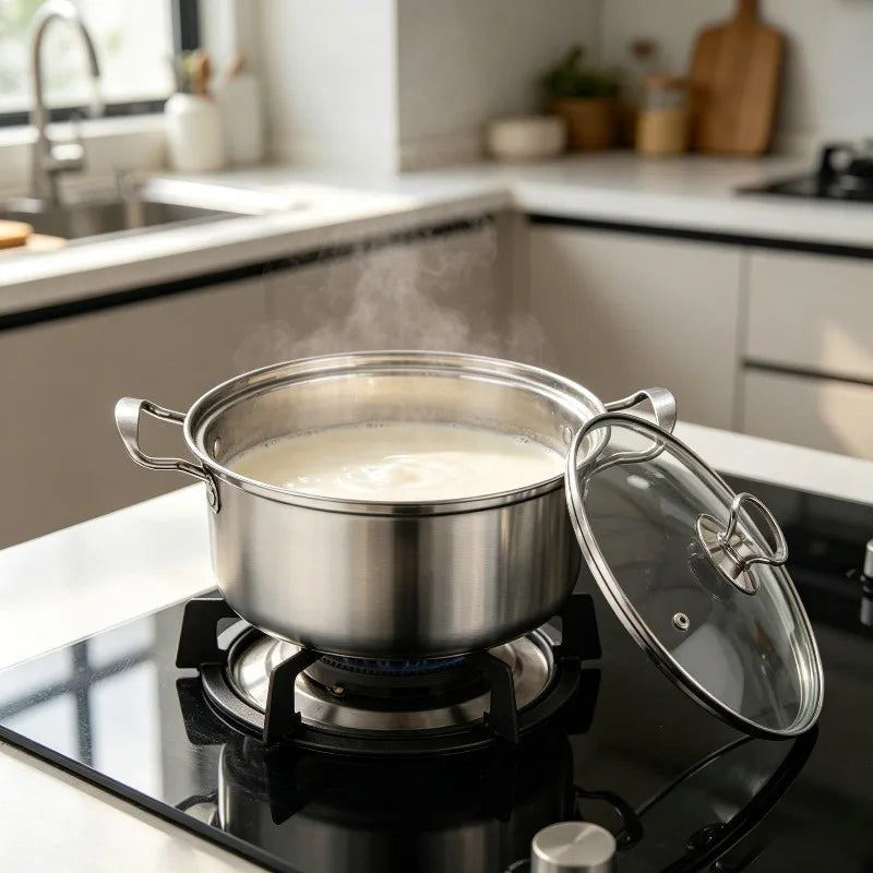 6-Piece Non-Stick Stainless Steel Cookware Set – 3 Pots & Lids Cookware Set Nixie