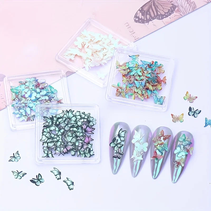 50PCS Iridescent Butterfly Sequins for Nail Art & DIY Decor Nail Art Sequins Nixie