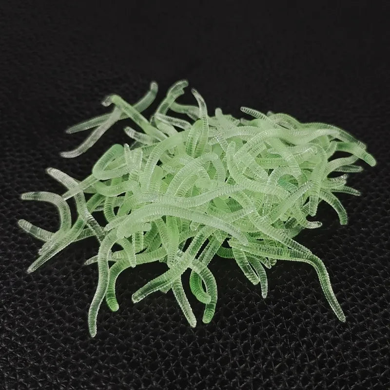 50pcs Silicone Worm Soft Fishing Bait 3.5cm Scented Lures Soft Fishing Lures Nixie Luminous 50PCS