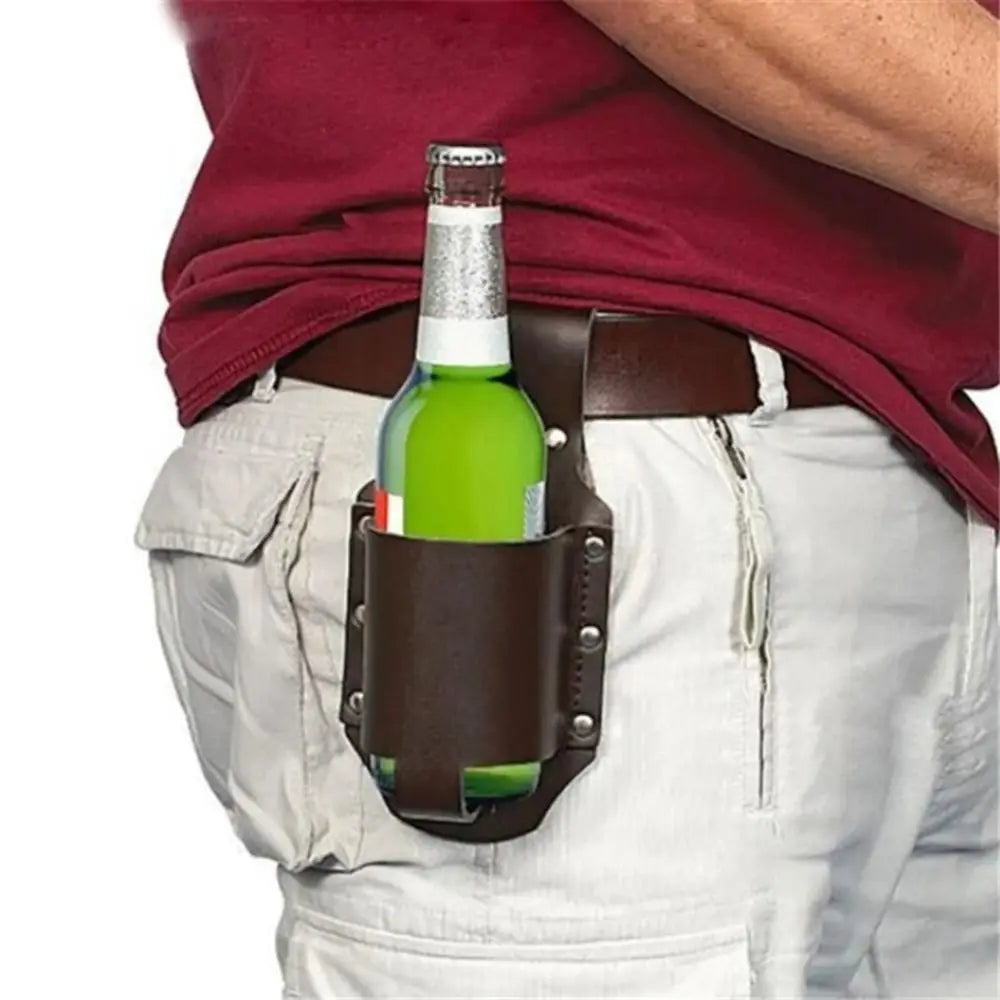 PU Leather Beer Bottle Waist Holster Belt Bag