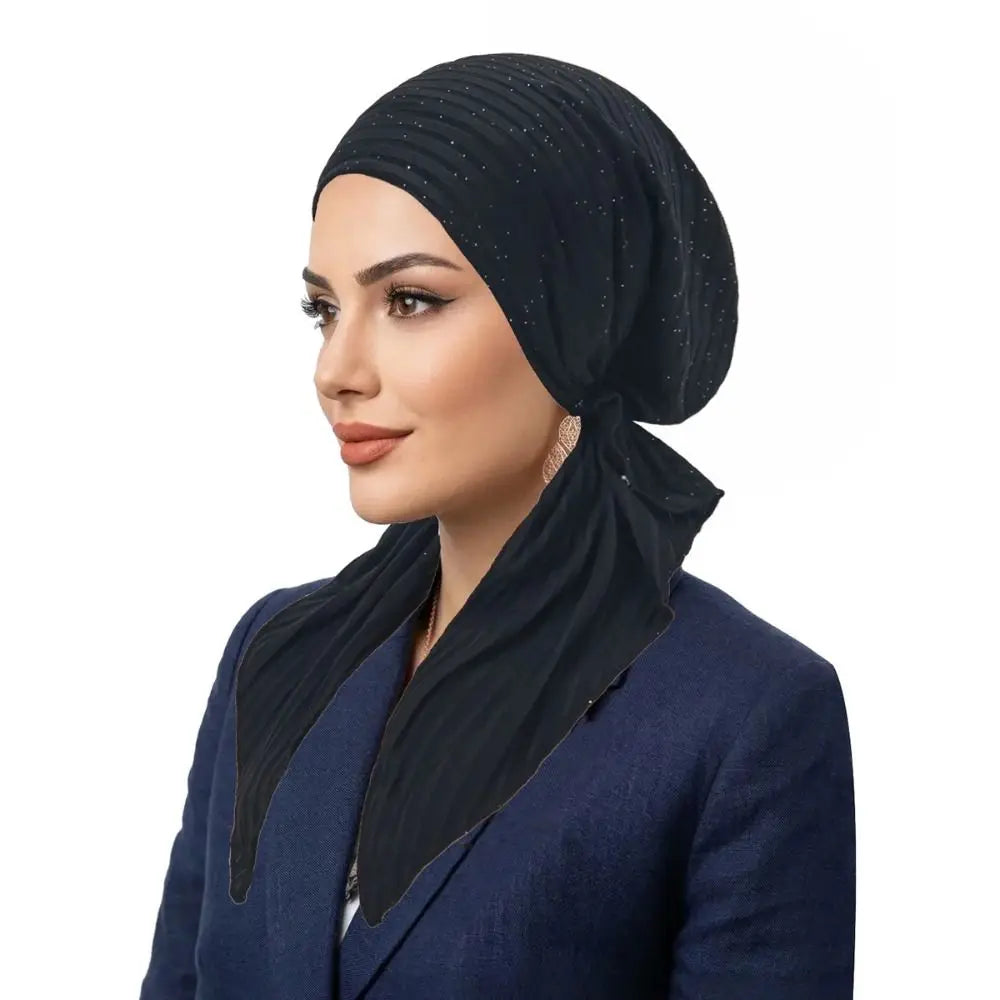 Women's Stretch Pre-Tied Turban Knit Breathable Head Wrap Turban Head Wrap Nixie
