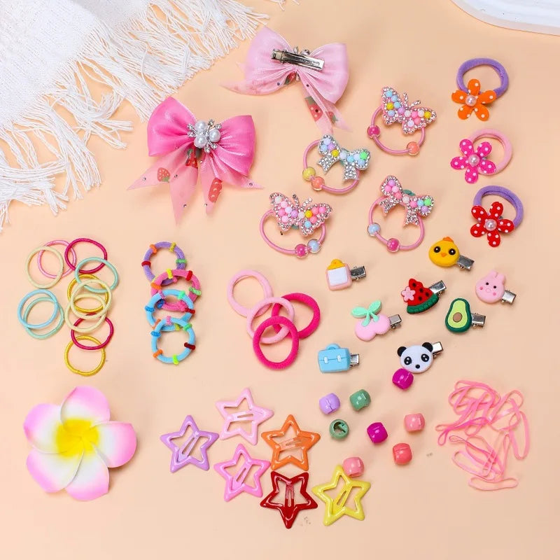 546-Pc Girls Hair Accessories Set – Bow Clips & Elastic Bands Girls Hair Accessories Nixie