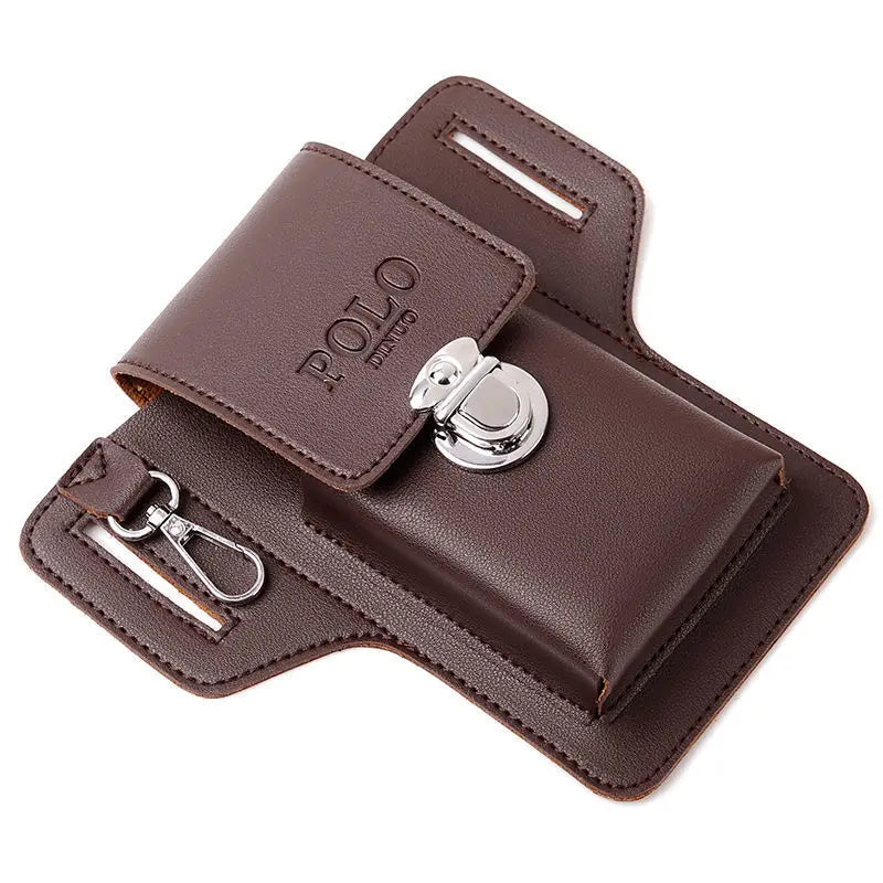 Men's PU Leather Belt Pouch – Phone, Card & Key Waist Pack Belt Waist Pouch Nixie Brown