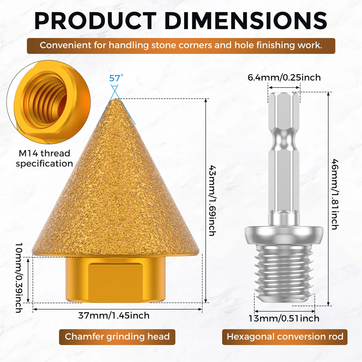 M14 Diamond Chamfer Bit for Tile, Marble & Stone – Toorise