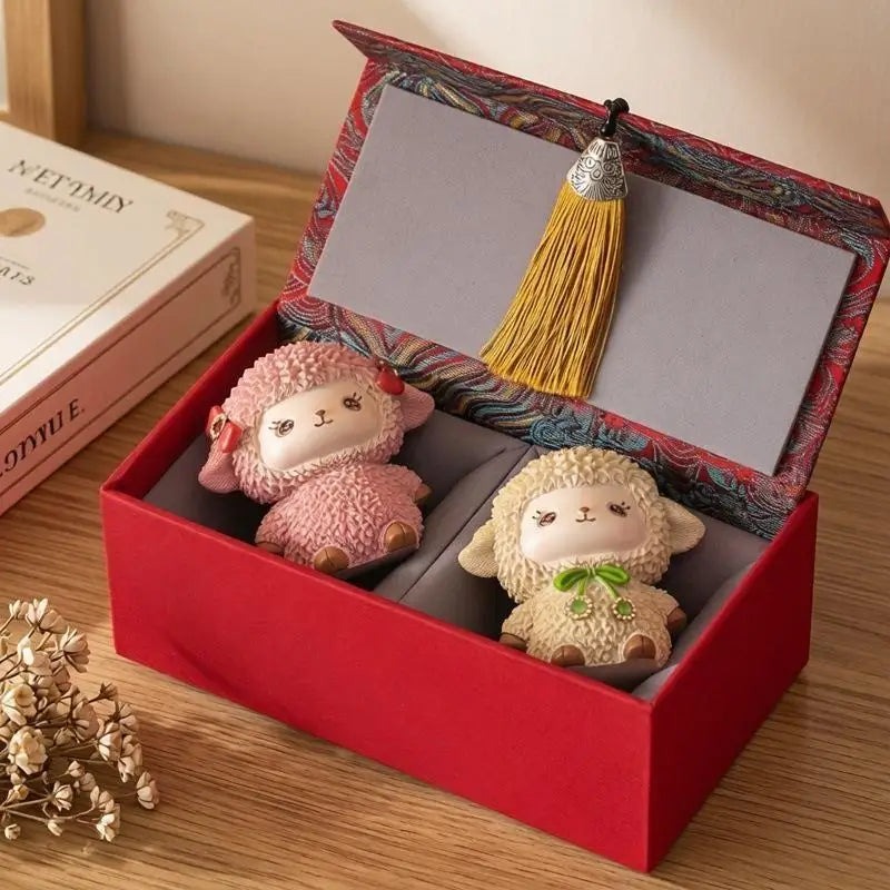 Cute Sheep Figurine Hand-Painted Resin Decor & Coin Bank Resin Figurine Nixie
