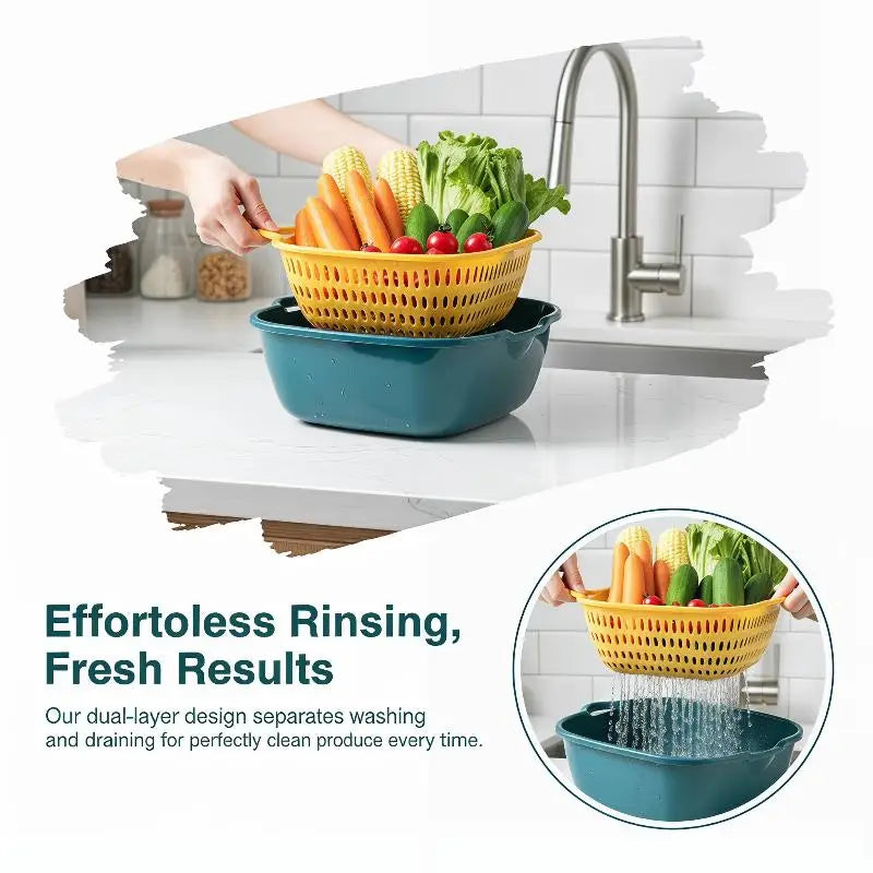 6-Pack Double-Layer Plastic Drain Basket Set – Kitchen Storage
