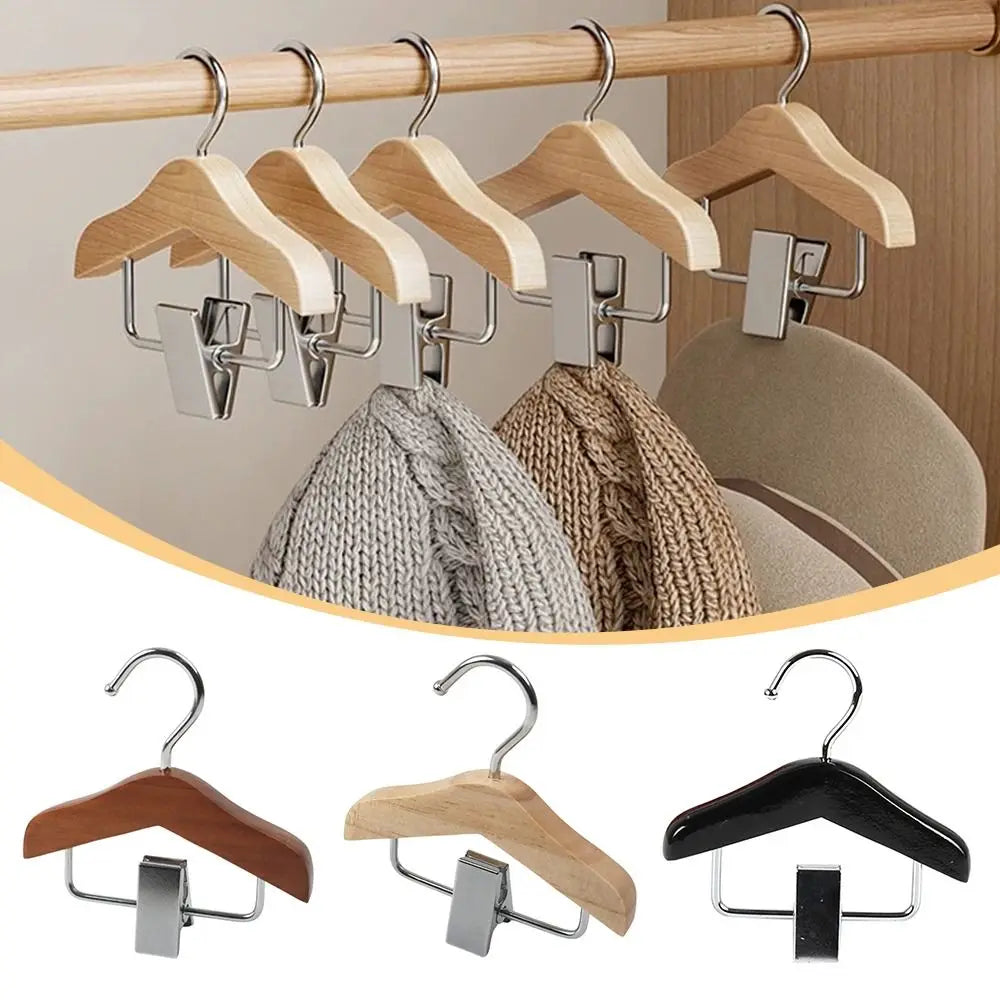 Solid Wood Clip Hanger Anti-Slip Mini Coat & Pants Rack