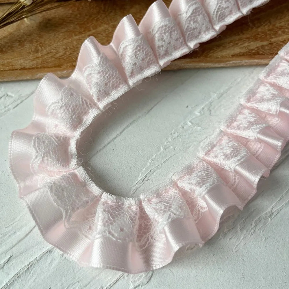 3m Pleated Ruffle Lace Ribbon Trim – Polyester Sewing Trim