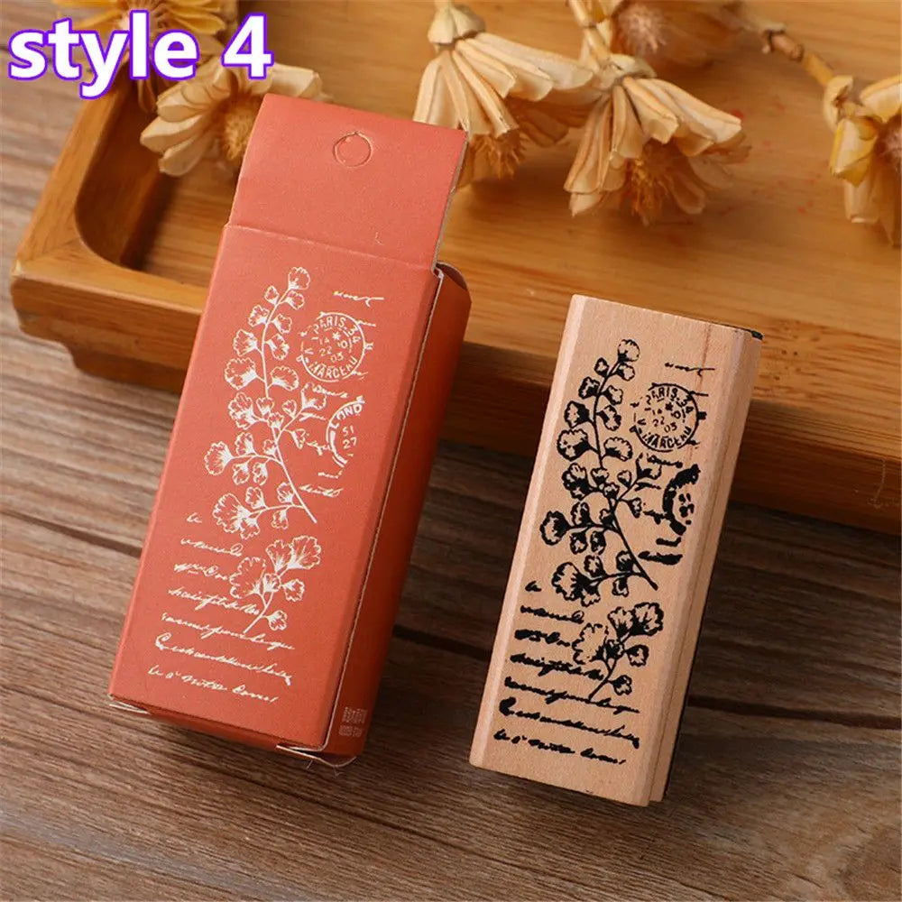 Vintage Wooden Rubber Stamps – Plant & Tree DIY Craft Stamps Rubber Craft Stamp Nixie 4
