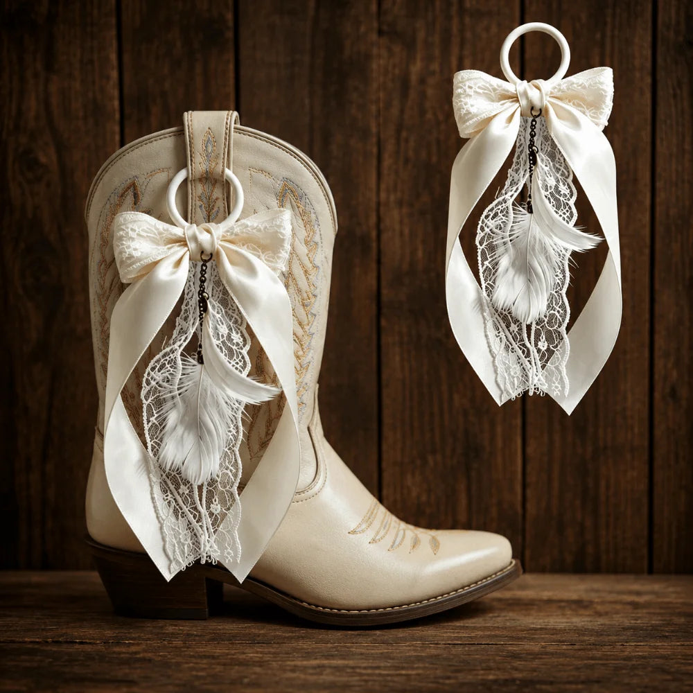 Lace Bow Boot Charms DIY Cowboy Boot Decor – 1 Pair Boot Charms Nixie