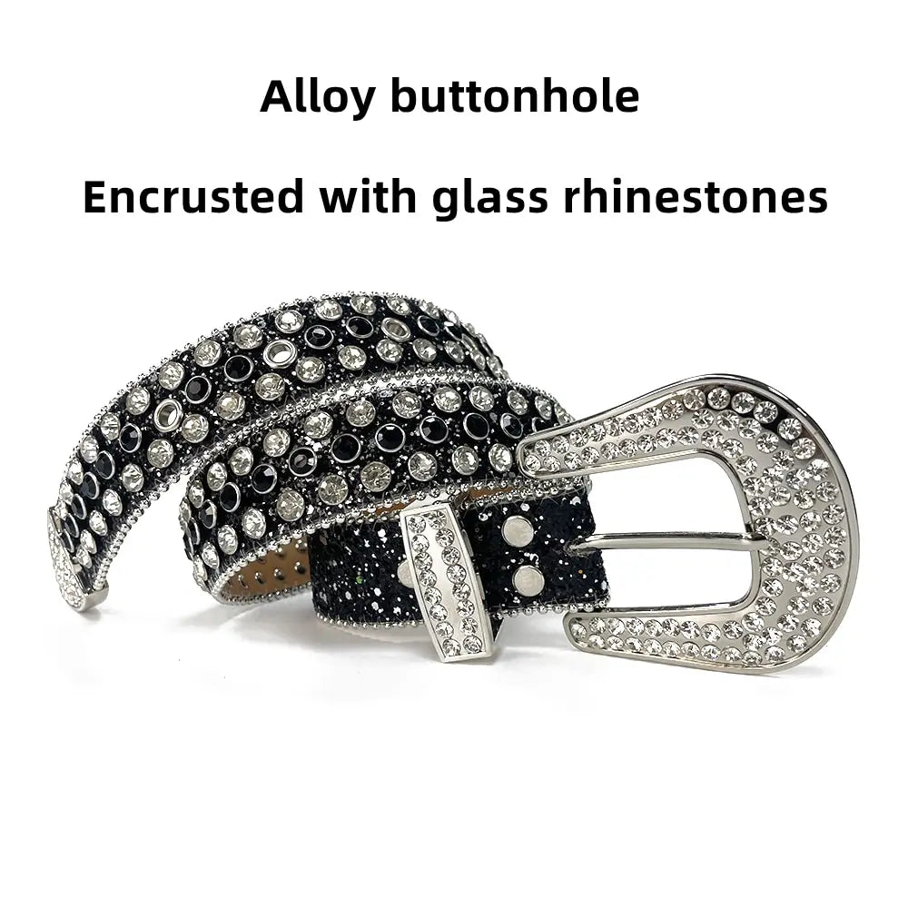 Women's Wide Rhinestone Belt – Luxury Faux Leather & Alloy Buckle Women's Fashion Belt Nixie