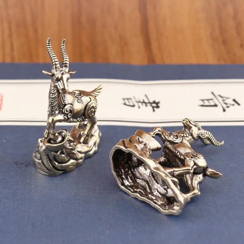 Feng Shui Zodiac Goat Statue with Lucky Coins – Desk Décor Decorative Figurine Nixie