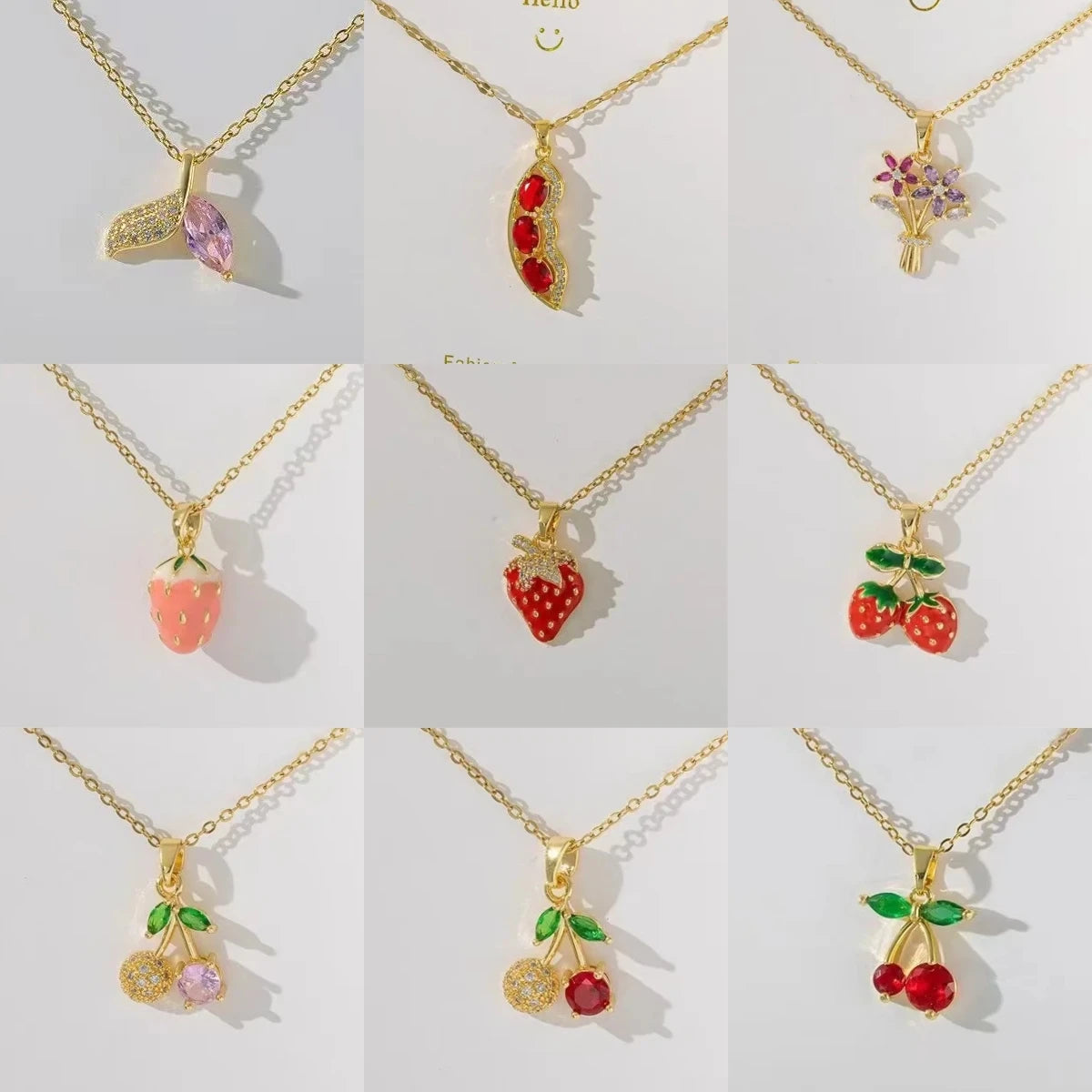 Fruit Copper Pendant Necklace Gold Plated Clavicle Chain Women Pendant Necklace Nixie