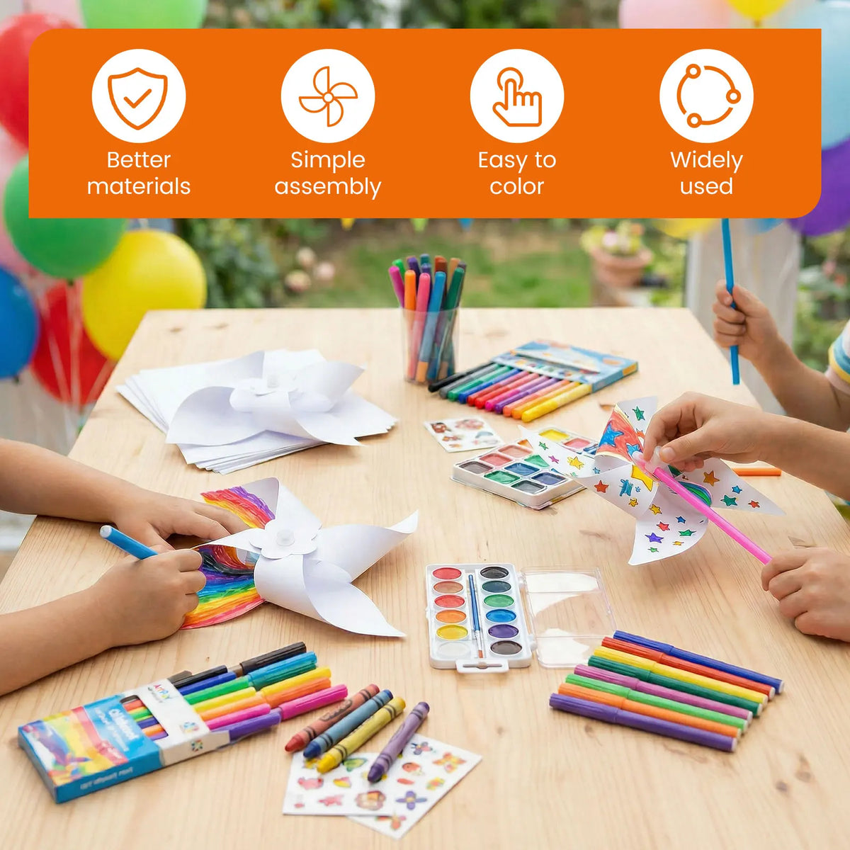 100Pcs Blank DIY Paper Pinwheel Craft Kit for Kids & Parties DIY Craft Kit Nixie