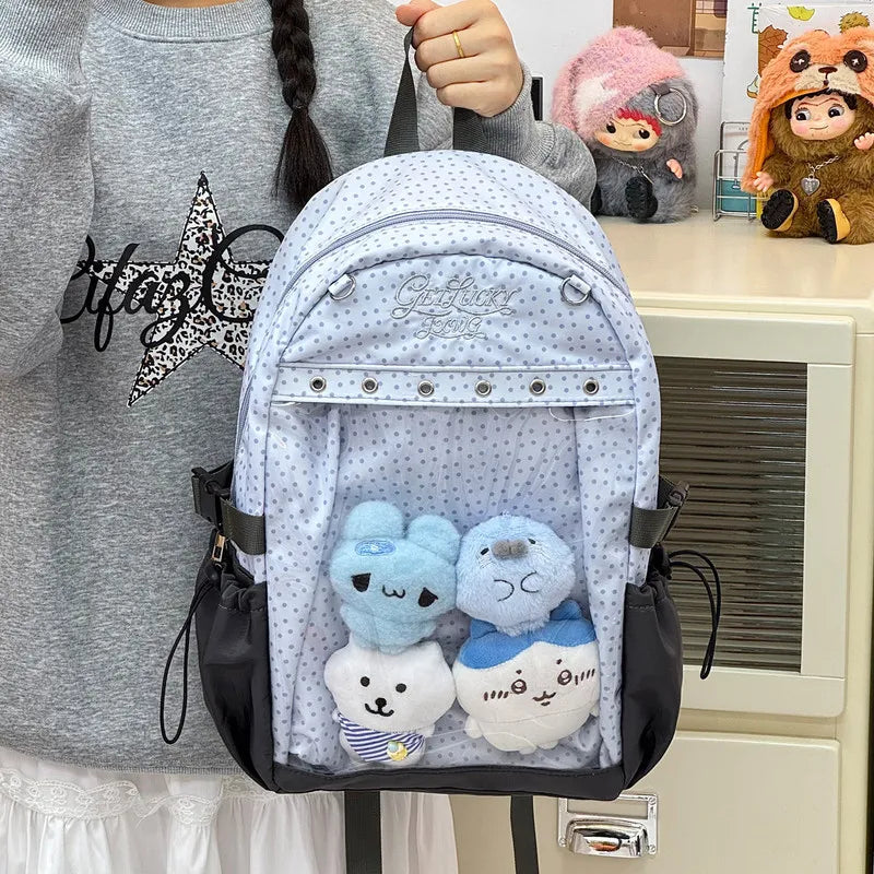 Cute Cartoon Transparent Window Backpack – Girls School Bag Girls Cartoon Backpack Nixie