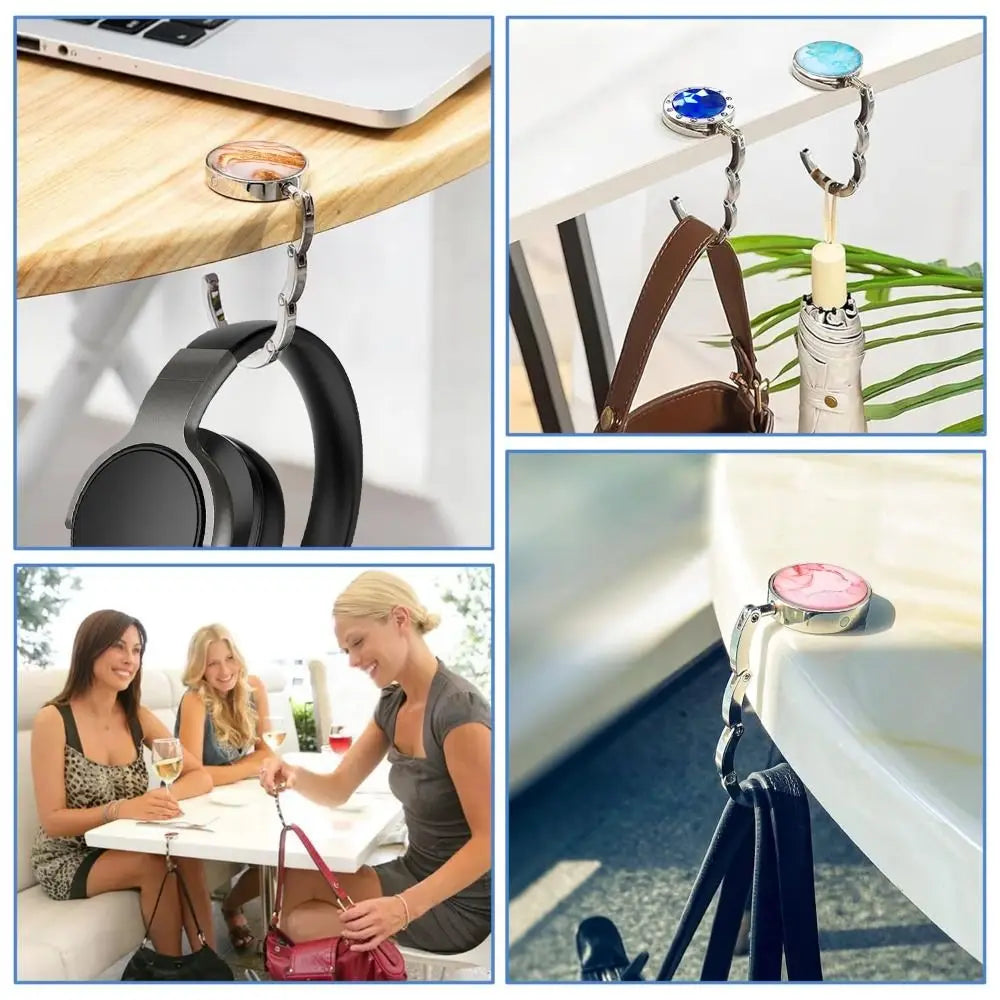 Foldable Metal Purse Hanger Table Hook | Space-Saving Bag Holder Purse Table Hanger Nixie