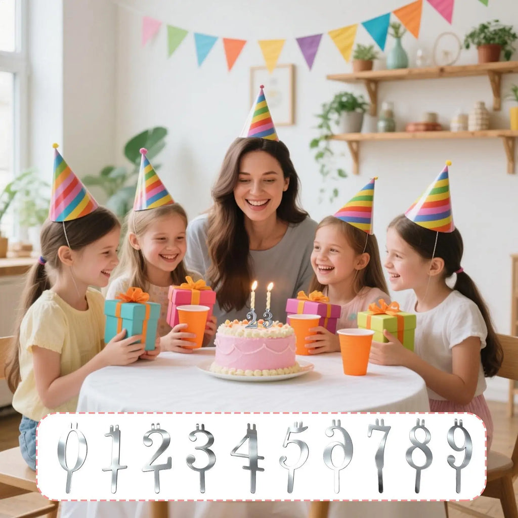 Reusable Number Cake Candle Holder Set – Digits 0–9 Topper Cake Candle Holder Nixie