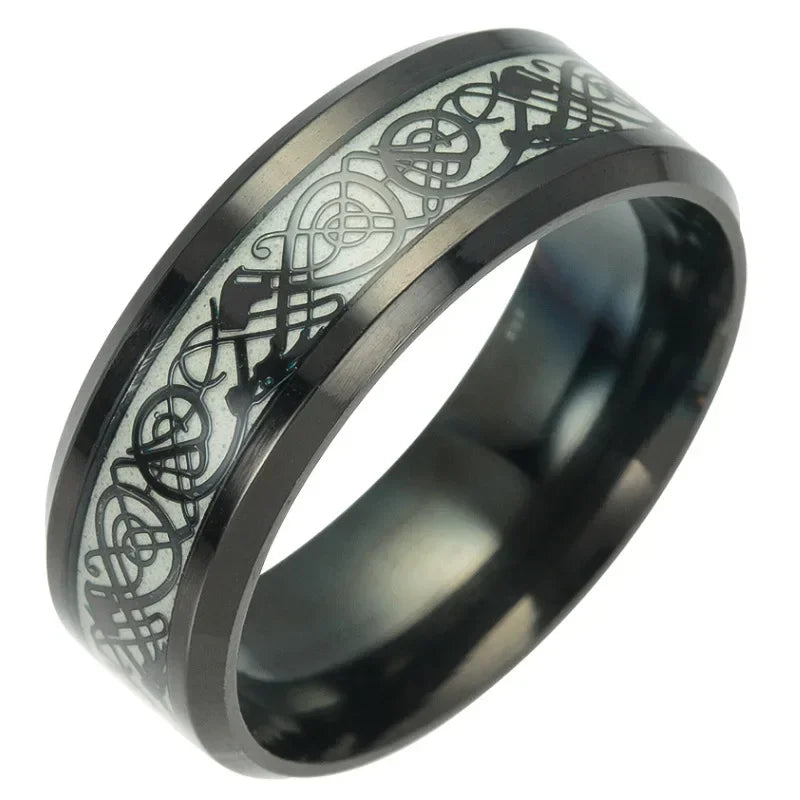 Luminous Dragon Ceramic Stainless Steel Ring – Unisex Band Fashion Ring Nixie