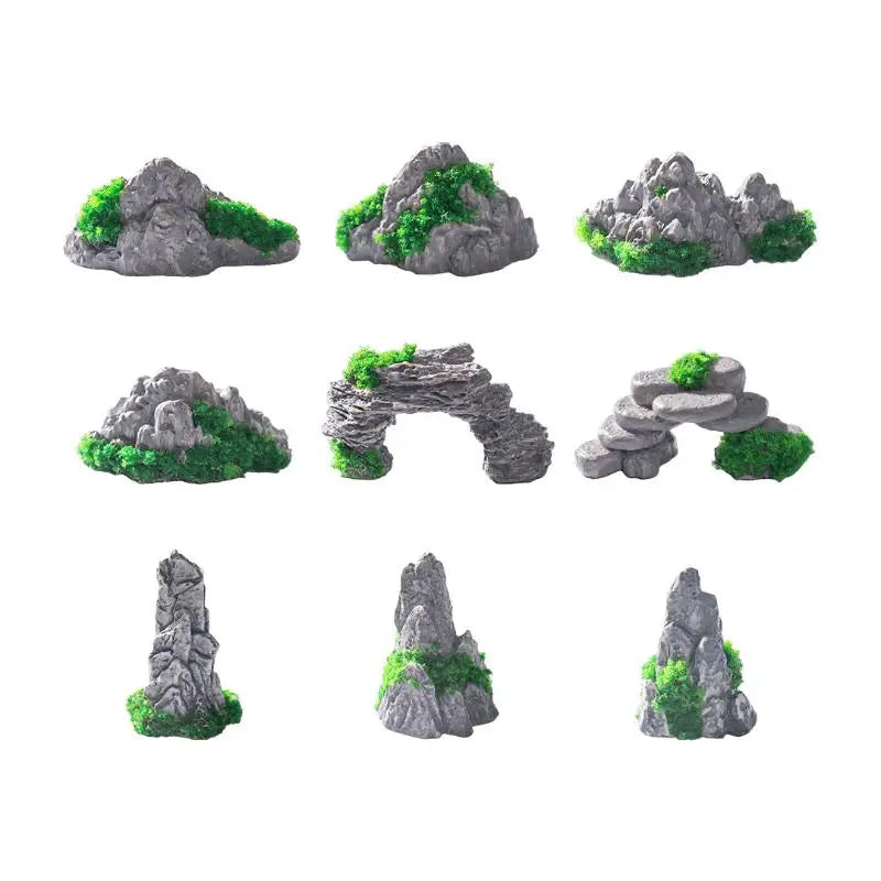 Miniature Mountain Stone Decor – Resin Bonsai Terrarium Ornament Miniature Garden Ornament Nixie