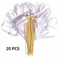 20Pcs Gold Bell Ribbon Wands Lace Fairy Sticks for Weddings Wedding Ribbon Wands Nixie White