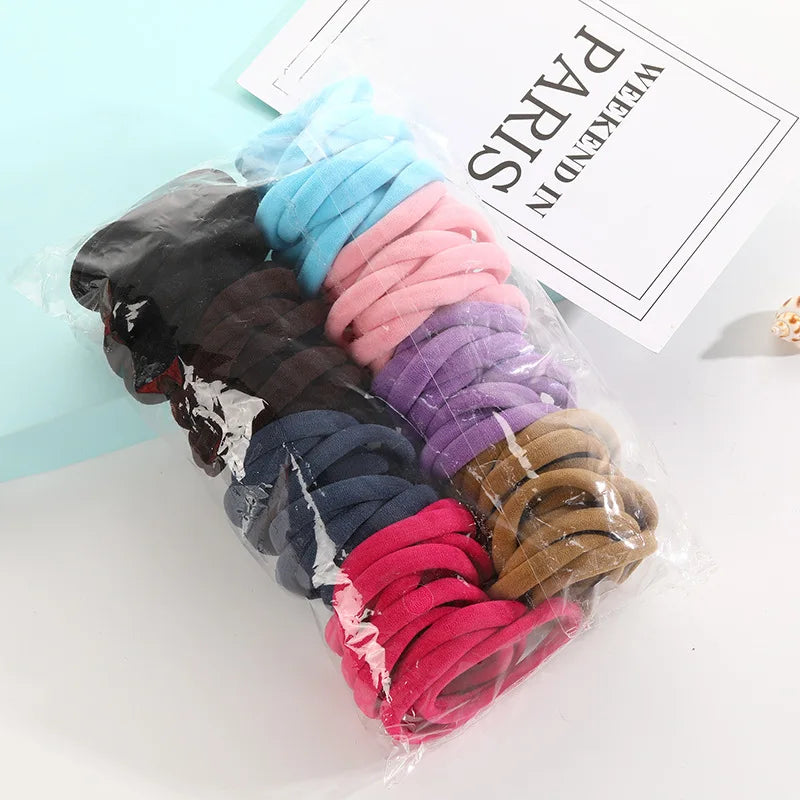100-Pack Seamless Elastic Hair Ties – Multi-Color Hair Rings Elastic Hair Ties Nixie Mix colors