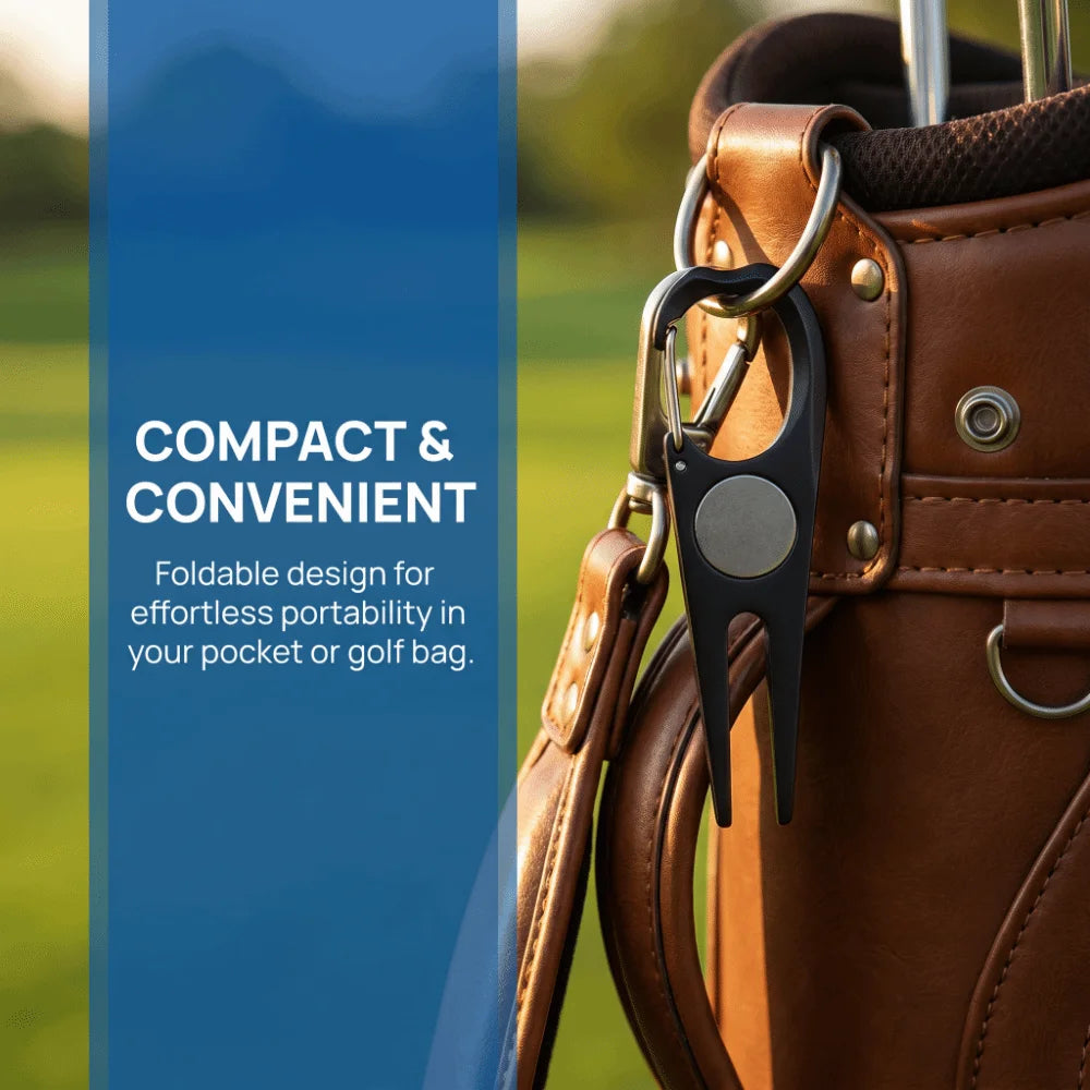 2PCS Foldable Golf Divot Repair Tool with Magnetic Ball Marker