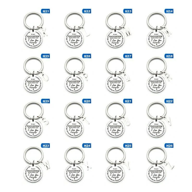 To My Daughter Letter Keychain – Stainless Steel Gift Keyring Letter Keychain Nixie