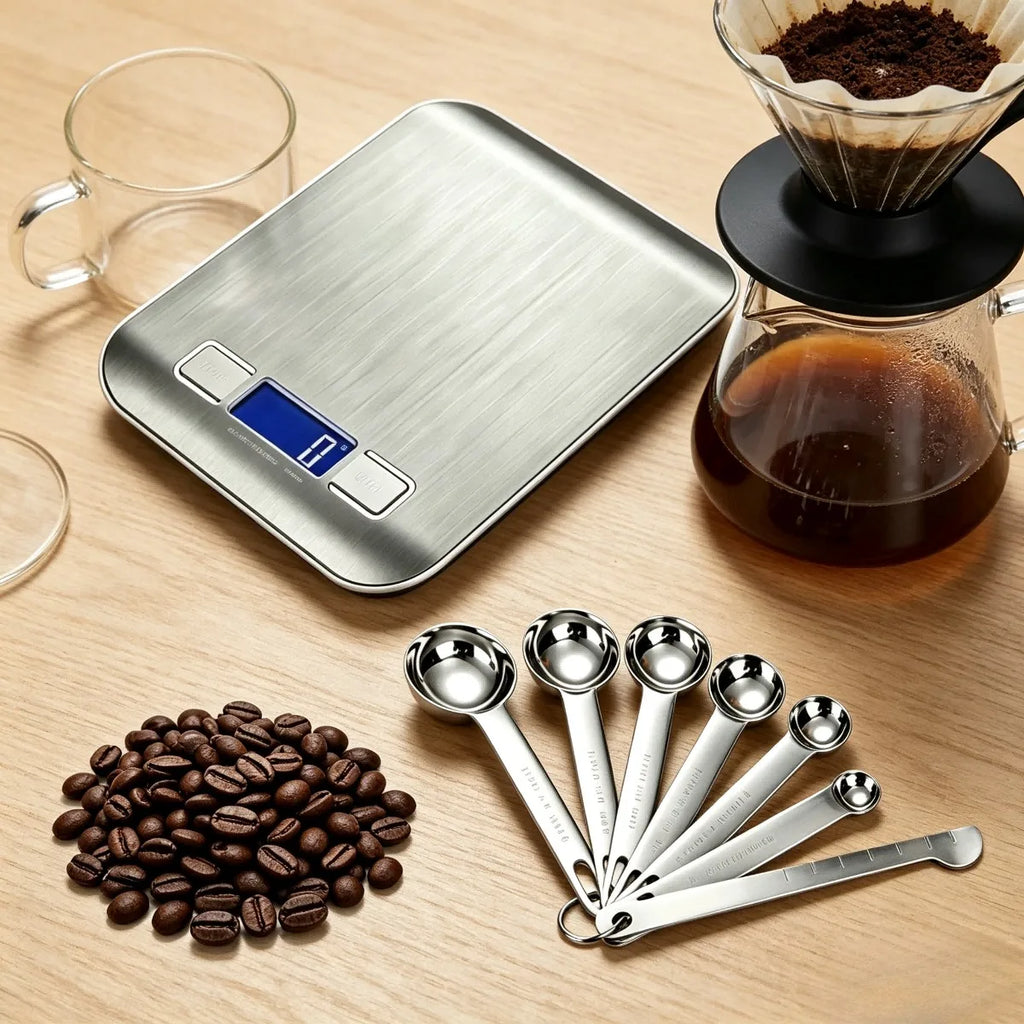 10kg Digital Kitchen Food Scale – Stainless Steel & LCD Tare Digital Kitchen Scale Nixie