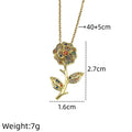 Zircon Flower Pendant Necklace | Gold Stainless Steel | Nixie Pendant Necklace Nixie XL2189-082