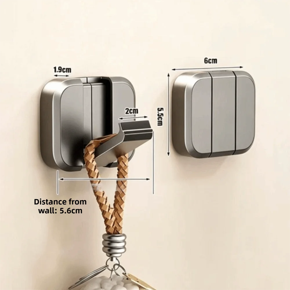 Foldable No-Drill Wall Hook Self-Adhesive Alloy Coat Hook