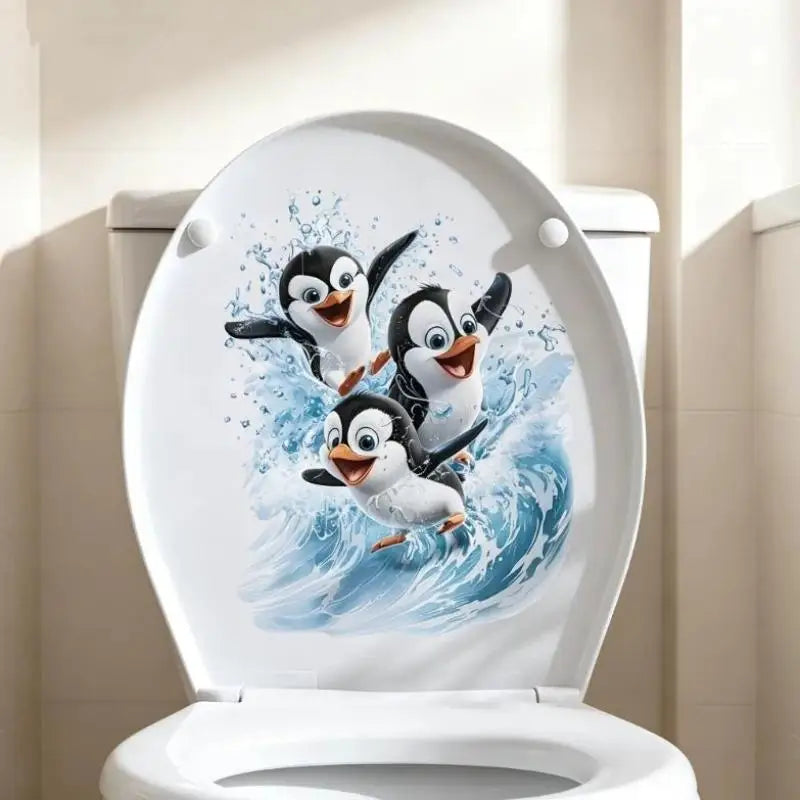 Cute Penguin Toilet Sticker – Waterproof Bathroom Decal Bathroom Wall Sticker Nixie Default Title