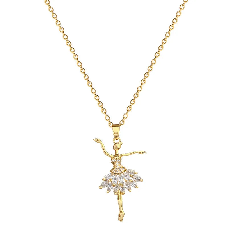 Ballet Dancer Pendant Necklace – Gold Clavicle Chain for Women Pendant Necklace Nixie