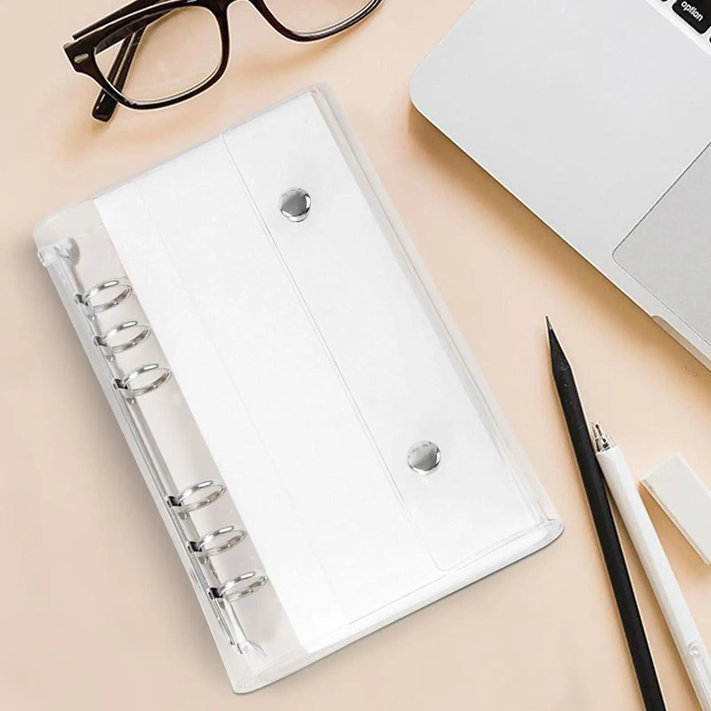 6-Ring Clear PVC Binder Cover A6/A7 Loose Leaf Notebook Organizer