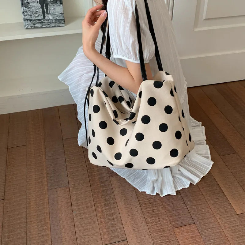 Vintage Polka Dot Cotton-Linen Shoulder Bag – Nixie Women's Shoulder Bag Nixie