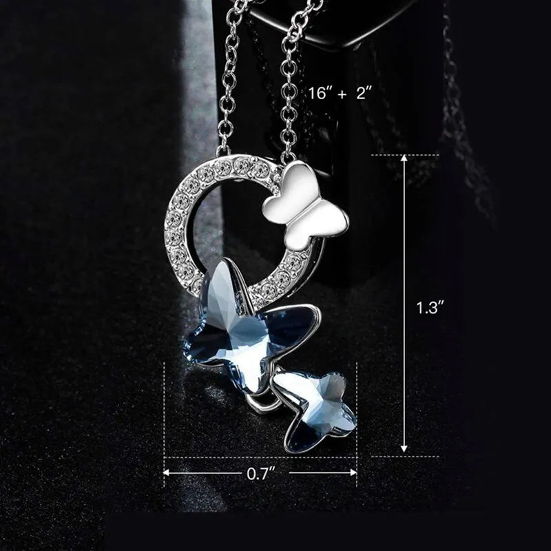 Nixie Butterfly Crystal Pendant Necklace – Mood Tracker Gift