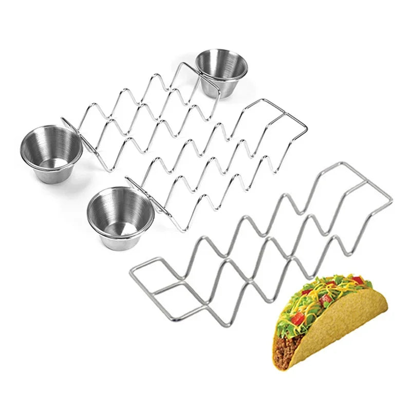 Stainless Steel Taco Holder Rack – Wave Shape Slots
