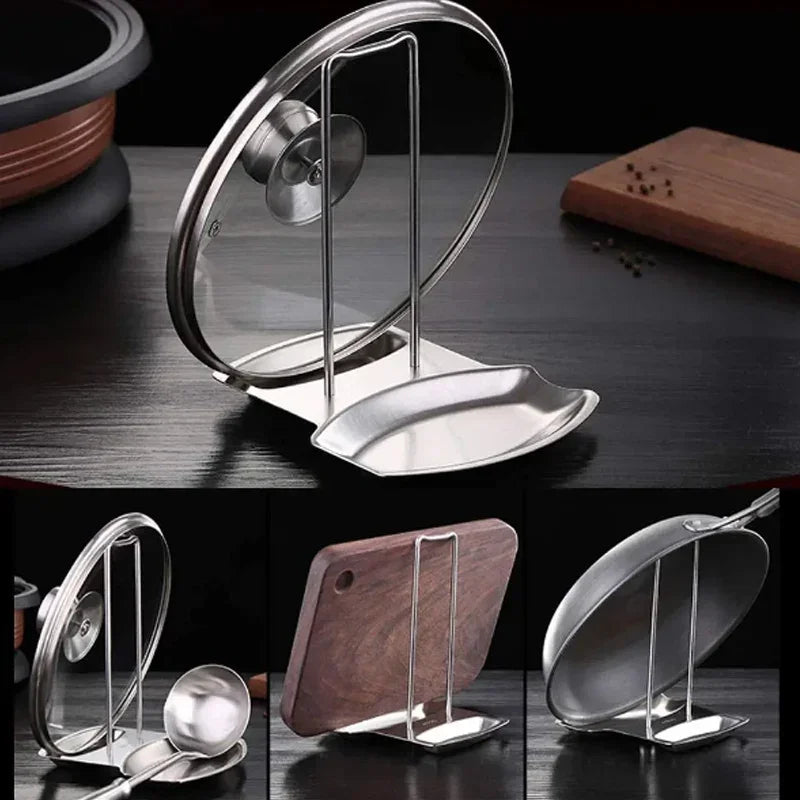 Stainless Steel Pot Lid & Spoon Holder Drain Rack Kitchen Kitchen Lid Rack Nixie