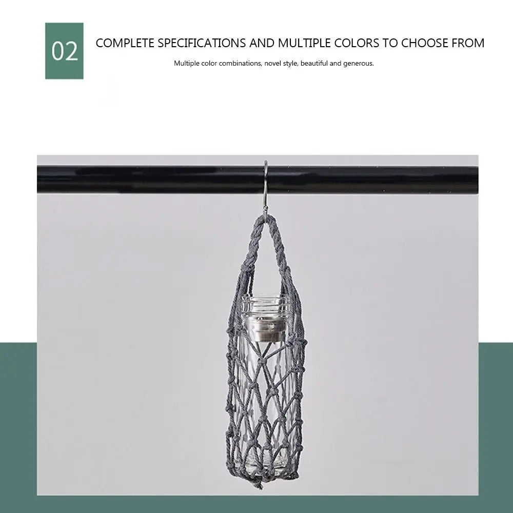 Hand Woven Cotton Rope Water Bottle Sleeve | Hanging Cup Cover Bottle Sleeve Nixie