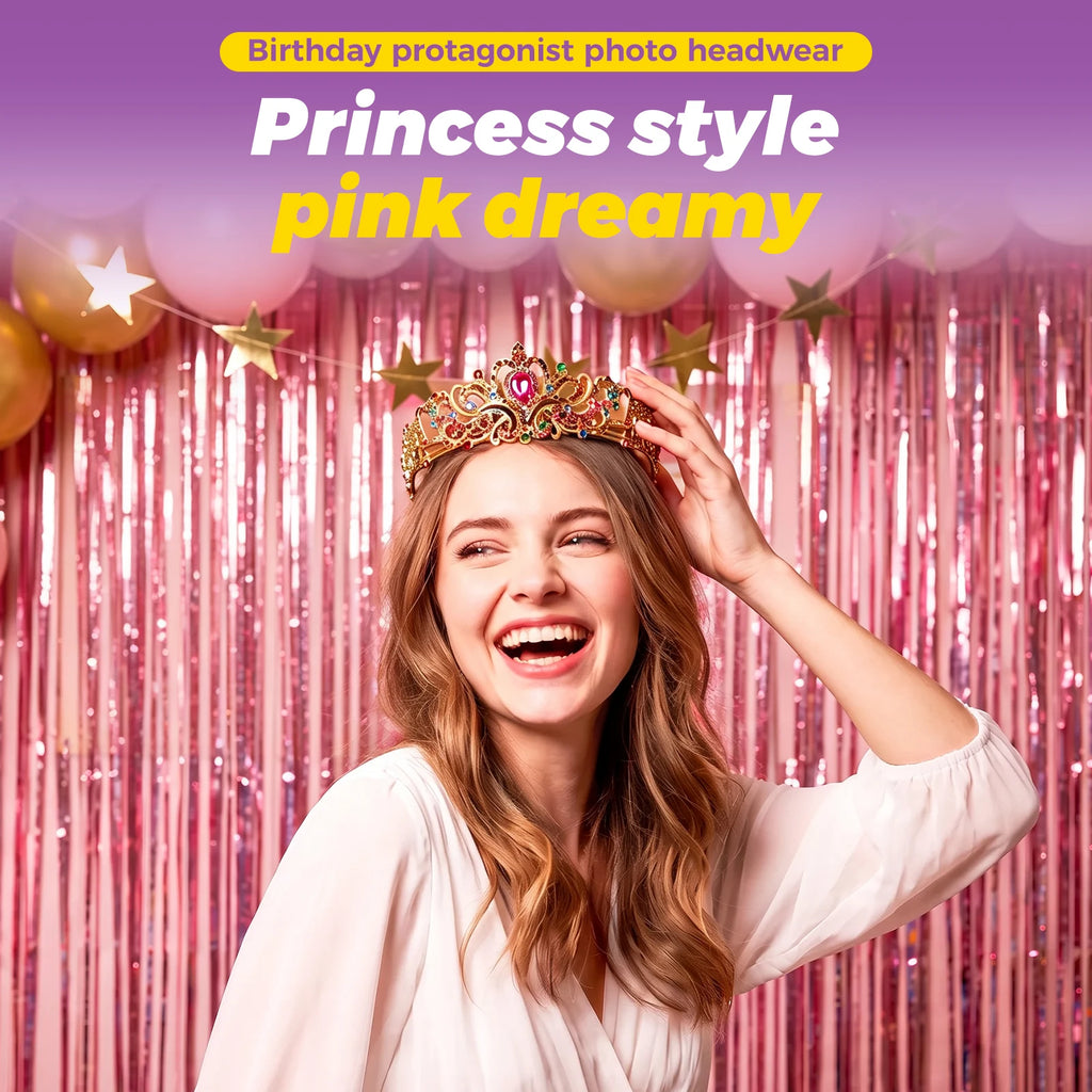 Birthday Party Decoration Kit – Backdrop, Fringe & Crown Party Decoration Kit Nixie