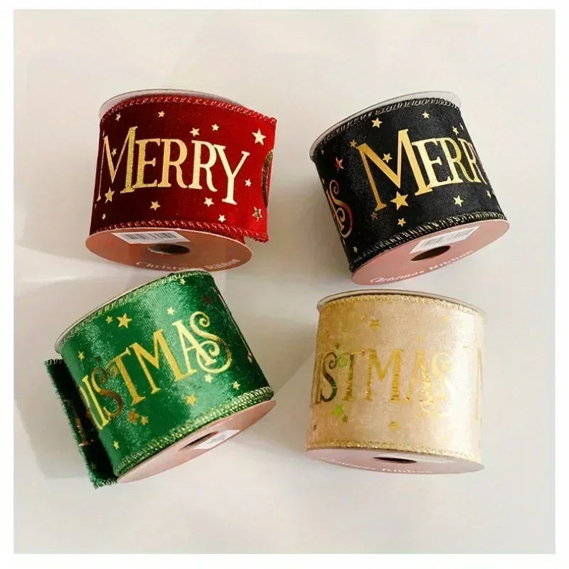 Christmas Velvet Ribbon Printed Holiday Craft Ribbon 3 Yards | Nixie Holiday Craft Ribbon Nixie