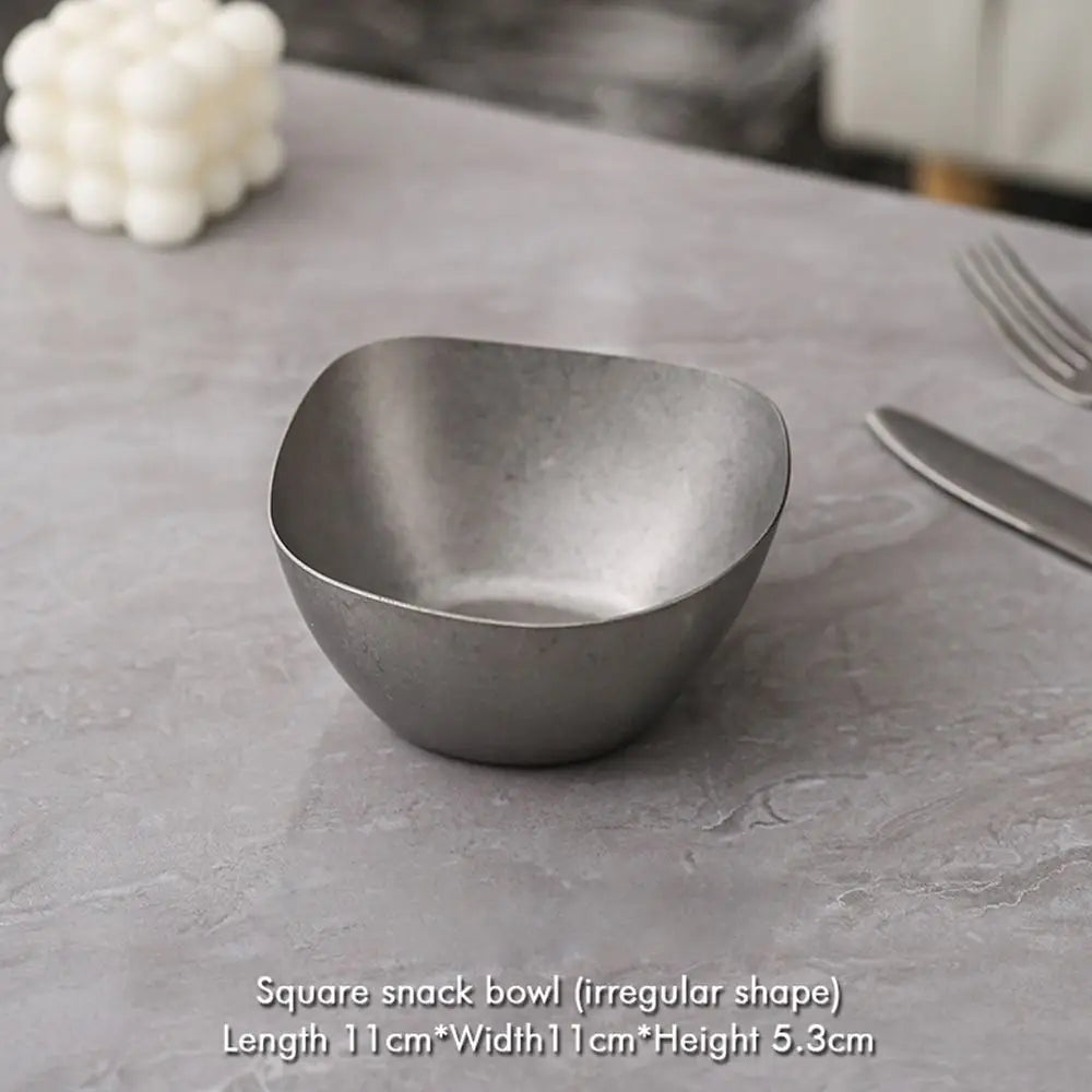 304 Stainless Steel Vintage Metal Dinner Plate | Industrial Style