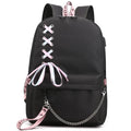 Large Oxford Cloth Laptop Backpack – Silk Ribbon & Chain Design Laptop Backpack Nixie 1
