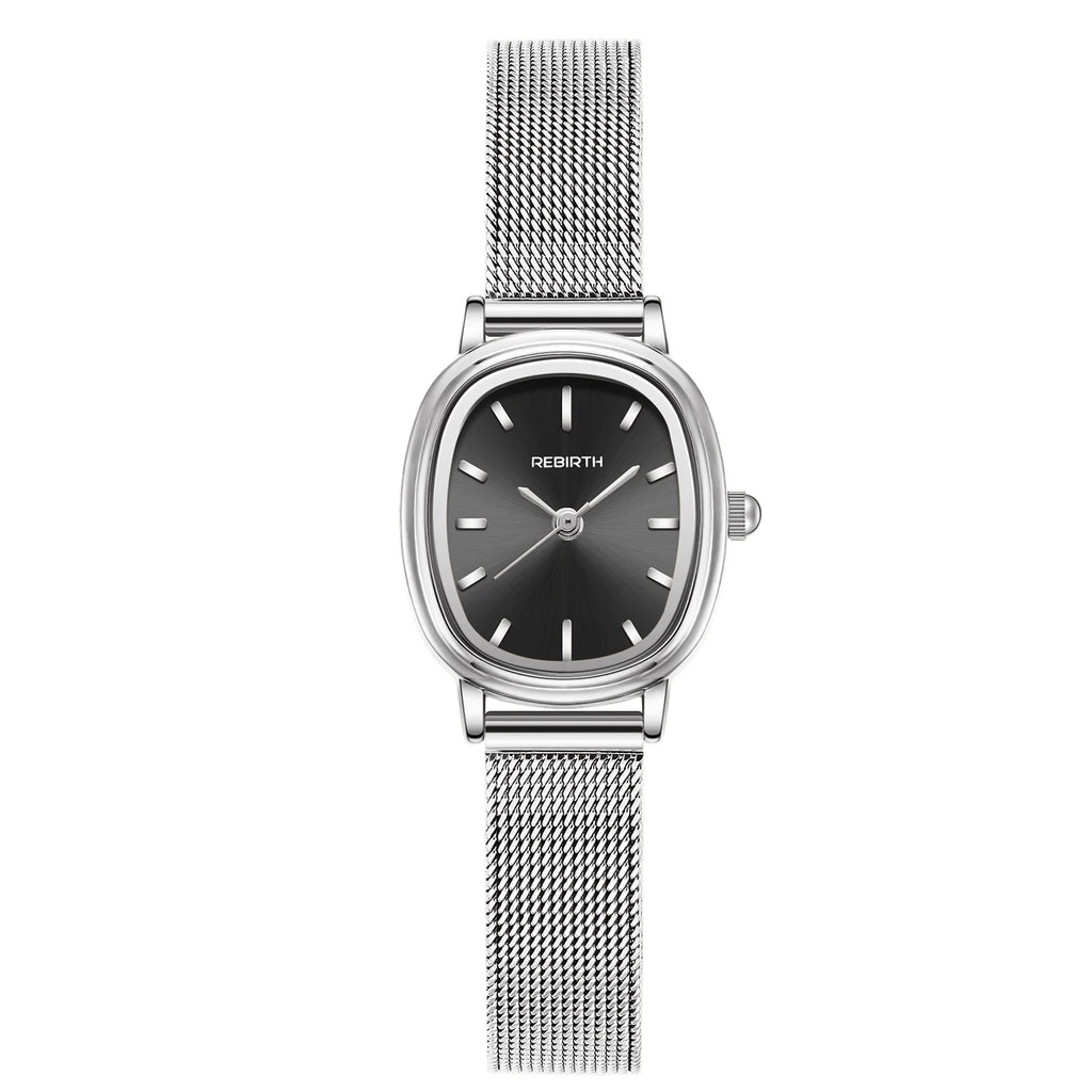 Retro Oval Silver Quartz Watch – Milanese Mesh Strap for Women Women's Quartz Watch Nixie 3